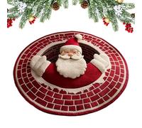 Round 3D Illusion Christmas Rug, Optical Illusion Polyester Round Carpet, Christmas Rugs For Living Room, Santa Claus And Gnomes Quilted Three-dimensional Pattern Design, For Living Room, Bedroom