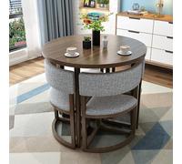 Round 80cm Dining Table Set for 4 Office Reception Table with Stacking Chairs Modern Coffee Table & Chair Combo Elegant Home & Office Furniture (Color: A3)