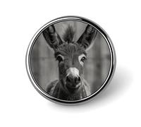 Round A Donkey Pattern Brooch Classic Mini Pin 1 Inch Aluminum Alloy Lapel Pin Personalized Button Badge for Backpack Hat Suit Jacket Clothing Decoration