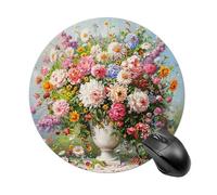 Round A White Vase Mouse Pad Non-Slip Rubber Small Cute Mouse Pad Mini Travel Gaming Mousepad Washable Funny Computer Mat Waterproof for Laptop Office Home Men Women