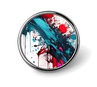 Round Abstract Paint Splashes Brooch Classic Mini Pin 1 Inch Aluminum Alloy Lapel Pin Personalized Button Badge for Backpack Hat Suit Jacket Clothing Decoration