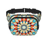 Round Abstract Petals Fitness travel shoulder bag, fashionable and casual waist bag, square double-layer waist bag, Black, One Size, Black, One Size