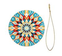 Round Abstract Petals Patterns Round Ceramic Pendant - Festive Party Hanging Christmas Tree and Fireplace Ornament