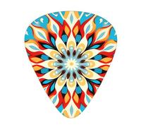 Round Abstract PetalsGuitar Picks, 12-Piece Pattern Set, Three Different Thicknesses for Acoustic Electric Guitar and Other Instruments