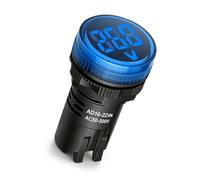 Round AC Voltage Meter 22 Mm Opening Push Wire Readout, Blue | Bright Display for Control Systems, Power Equipment, Equipment Cabinets, Electrical Panels, 50-500 Scale