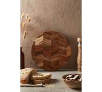 Barbary & Oak BO847023 Chevron Round Chopping Board, Suitable for Food Preparation and Serving, Acacia Wood, Red