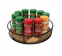Round Acacia Lazy Susan Organizer | Non-Slip 360 Rotating Cupboard Organiser | Kitchen Storage Turntable | Rotating Spice Rack | Pantry Shelf Organiser | Cupboard Storage | Condiment Holder