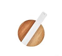 Round Acacia Wood Cutting Board with Handle, 26CM Tray for Cheese Meat Bread, Kitchen Decor Pizza Steak Plate, Easy to Use and Install(22cm)
