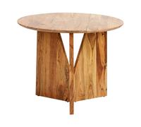 Round Accacia Wood Dining Table 100 cm Light ARRAN