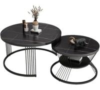 Round Accent Coffee Table Set of 2, Modern Nesting Tables with Storage Lift-Top, Versatile Design for Living Room and Home Decor
