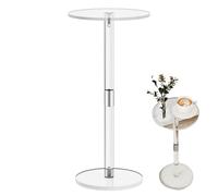 Round Acrylic Drink Table - 54.1x25.4cm Acrylic End Table, Round Modern Drink Table, Transparent Acrylic Side Table, Clear Small Round End Table, Clear Bar Table For Living Room And Small Spaces