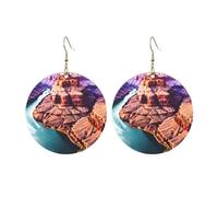 Round Acrylic Earrings Cute Beauty Grand Canyon Print Lightweight Fashion Round Dangle Earrings, One Size, Acrylic, No Gemstone