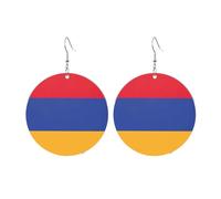 Round Acrylic Earrings Cute Flag of Armenia Print Lightweight Fashion Round Dangle Earrings, One Size, Acrylic, No Gemstone