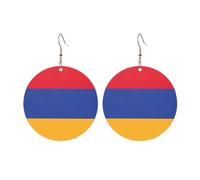 Round Acrylic Earrings Cute Flag of Armenia Print Lightweight Fashion Round Dangle Earrings, One Size, Acrylic, No Gemstone