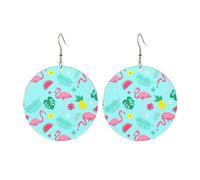 Round Acrylic Earrings Cute Flamingo Fruits Print Lightweight Fashion Round Dangle Earrings, One Size, Acrylic, No Gemstone
