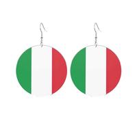 Round Acrylic Earrings Cute Italian flag Print Lightweight Fashion Round Dangle Earrings, One Size, Acrylic, No Gemstone