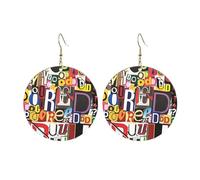 Round Acrylic Earrings Cute Letter and number Print Lightweight Fashion Round Dangle Earrings, One Size, Acrylic, No Gemstone