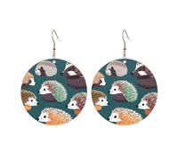 Round Acrylic Earrings Cute Many hedgehogs Print Lightweight Fashion Round Dangle Earrings, One Size, Acrylic, No Gemstone