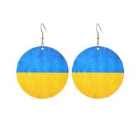 Round Acrylic Earrings Cute Ukrainian flag Print Lightweight Fashion Round Dangle Earrings, One Size, Acrylic, No Gemstone