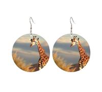 Round Acrylic Earrings For Women Hoop Earring Gold Drop Dangle Earrings | Fashion Boho Round Dangle Earrings Giraffe Animals Of Africa Silver Round Earring Jewelry Gift Valentine'S Day