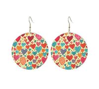 Round Acrylic Earrings For Women Hoop Earring Gold Drop Dangle Earrings | Fashion Boho Round Dangle Earrings Colorful Heart Pattern Silver Round Earring Jewelry Gift Valentine'S Day