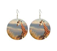 Round Acrylic Earrings For Women Hoop Earring Gold Drop Dangle Earrings | Fashion Boho Round Dangle Earrings Giraffe Animals Of Africa Silver Round Earring Jewelry Gift Valentine'S Day