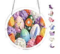 Round Acrylic Hanging Puzzle Floral Easter Style Garden Scene Decor 7.8x7.8Inch