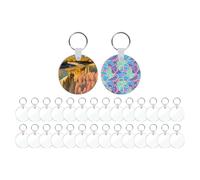 Round Acrylic Keychain Blanks Double Side Heat Transfer Blanks Board Chain Rings for Crafting Art Enduring Round Sublimation Keychain Blanks