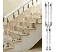 Round Acrylic Staircase Balusters Stair Spindles, Internal External Spindles for Staircase Porch Deck, Stair Railing Baluster with Pre-drilled Base & Screws(5pcs,95cm(37 3/8"))