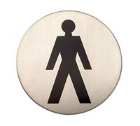 Round Adhesive Male Toilet Sign - Satin Stainless Steel