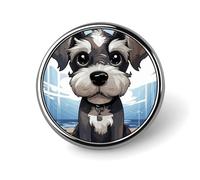 Round Adorable Schnauzer Lapel Pin Metal Custom Pins Personalized Decoration Lapel Badge Small Brooch Hat Shirt Tie Sweater Clothes Accessories Decoration for Men Women