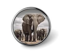 Round African Elephant Brooch Classic Mini Pin 1 Inch Aluminum Alloy Lapel Pin Personalized Button Badge for Backpack Hat Suit Jacket Clothing Decoration