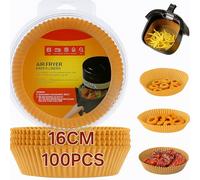 Round Air Fryer Liners 100 per Pack - 16cm Air Fryer Paper Liner Parchment Paper, Non-Stick, Unbleached, Perforated, Fits Ninja, Tefal, COSORI and Many More. Heat Resistant to 230°C
