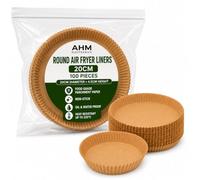 Round Air Fryer Liners 100 per Pack - 20cm Air Fryer Paper Liner Parchment Paper, Non-Stick, Unbleached, Perforated, Fits Ninja, Tefal, COSORI and Many More. Heat Resistant to 230°C