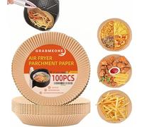 Round Air Fryer Liners Disposable 100Pcs - Air Fryer Liners Round 8 inch for Ninja, Tefal and More - Disposable Round Parchment Paper Liners for Air Fryers | High-Temperature Resistant and Unbleached