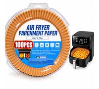 Round Air Fryer Liners, Disposable Parchment Paper, 100 Count, Greaseproof Airfryers Liners, Compatible with Ninja, Tefal, COSORI, Russell, Hobbs, Air Fryer Accessories.