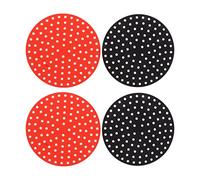 Round Air Fryer Mat High Temperature Resistant Oilproof Reusable Silicone Air Fryer Liner for Air Fryer Accessories 4PCS Set Durable Non Stick Dishwasher Safe (2 X 23cm/9.1in Red, 2 X 23cm/9.1in