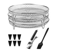 Round Air Fryer Racks Set, 3 Stackable Dehydrator Racks, Stainless Steel Air Fryer Basket Tray, AirFryers Accessories for Oven Microwave Baking Roasting