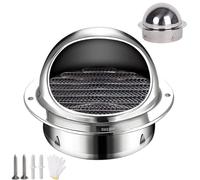 Round Air Vent Cover Stainless Steel, 70 90 100 110 150 200mm Wall Vent Outlet with Louvered Grill, Chimney Rain Cap for HVAC Ducting Exhaust Extractor Fan(300mm/11.8in)