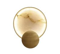 Round Alabaster Wall Sconce, Natural Marble Wall Light Decor, 8W Warm Light 3000K Wall Mounted Indoor Wall Lamp Modern Nordic Style Wall Light for Bedroom Living Room Stairs Hallway, d
