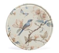 Round Aluminum Sign A Blue Bird Perched on The Branch of An Elegant Magnolia Tree Vintage Metal Tin Sign Poster Modern Flowers Birds Butterflies Porch Signs And Decor Outdoor 30cmx30cm