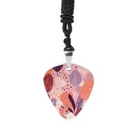 Round And Colorful Flowers Guitar Pick Necklace Personality Printed Guitar Pendant for Men And Women Pick Note Necklace For Music Lovers Gifts 1.2 * 1.1 IN Titanium Steel No Gemstone