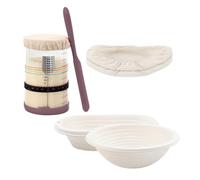 Round and Oval Sourdough Banneton Bread Proofing Basket with 34oz Sourdough Starter Jar Kit For Beginners Pros Homemade Souroudgh Bread Baking