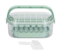 Round and Square Ice Cube Trays with Lid and Bin, 2 Trays Ice Cube Molds Set Making 54 Ice Cubes Includes Shovel for Freezer, Beverages, Outdoor Parties (Green (Soft Bottom Type))