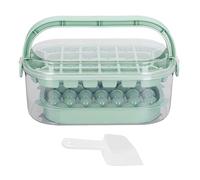 Round and Square Ice Cube Trays with Lid and Bin Durable Flexible Food Grade Material 2 Trays for Outdoor Picnics Camping and Gatherings 54 Ice Cubes 22.7x12x9.6cm (Green)