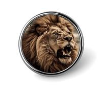Round Angry Lion Lapel Pin Metal Custom Pins Personalized Decoration Lapel Badge Small Brooch Hat Shirt Tie Sweater Clothes Accessories Decoration for Men Women