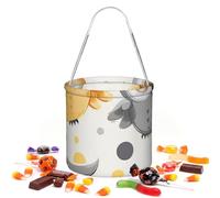 Round Animal Cartoon Owls Cute Candy Basket Hand-held Portable | Reusable Polyester Candys Bags Trick or Treat Bag for Sweets Halloween Party Decor