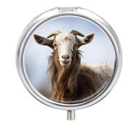 Round Animal Goat Pill Organizer Pill Box 3 Compartment Portable Travel Medicine Case Daily Mini Compact Medicine Container Storage Vitamin Supplement Dispenser