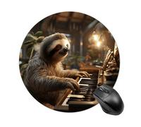 Round Animal Playing Piano Mouse Pad Non-Slip Rubber Base Waterproof Mouse Mat Travel Portable Gaming Mousepad for Office Work Home Computer Laptop Personalized Accessory