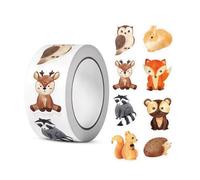 Round Animal Stickers, Pack of 500 Children's Stickers with Animal Pattern, Animal Reward Stickers Roll, Cartoon Animal Stickers for Children, Cute Stickers, Animals, Motivational Stickers for School
